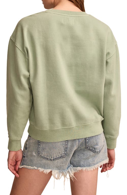 LUCKY BRAND LUCKY BRAND SHAMROCK EMBROIDERED COTTON FLEECE SWEATSHIRT