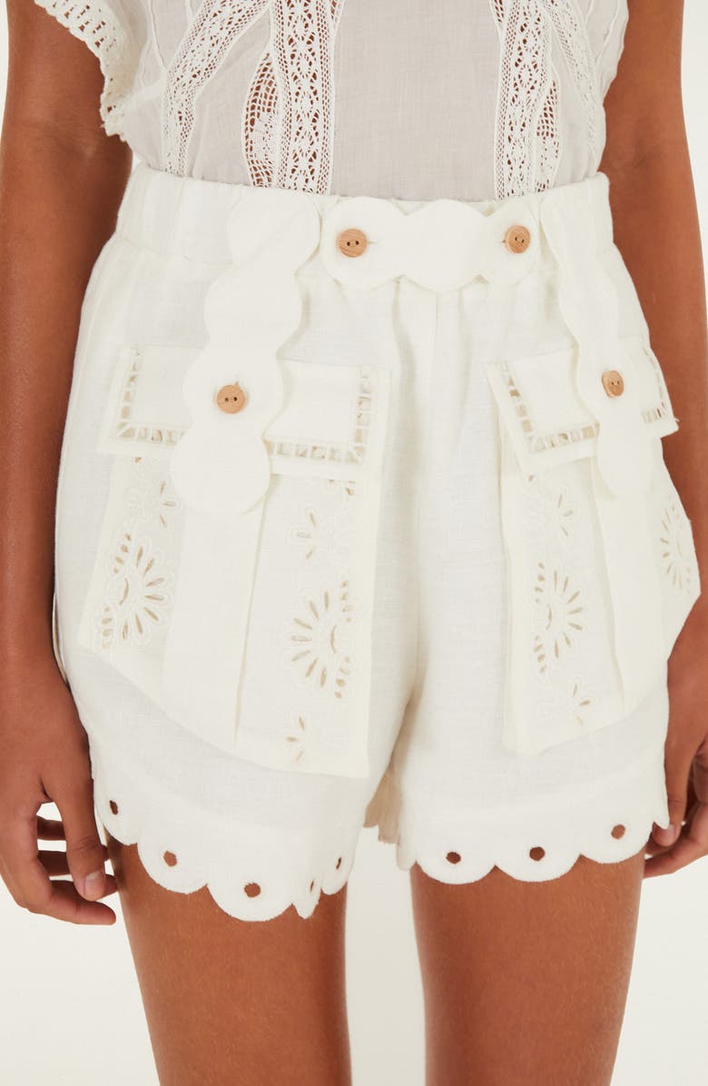 FARM Rio Artisanal Eyelet Shorts, Alternate, color, Off-White
