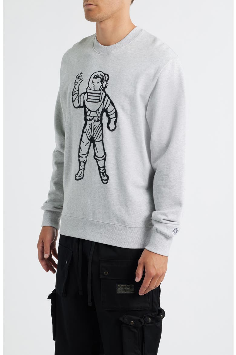 BB Astronaut Embroidered Cotton Crewneck Sweatshirt, Alternate, color, HEATHER GREY