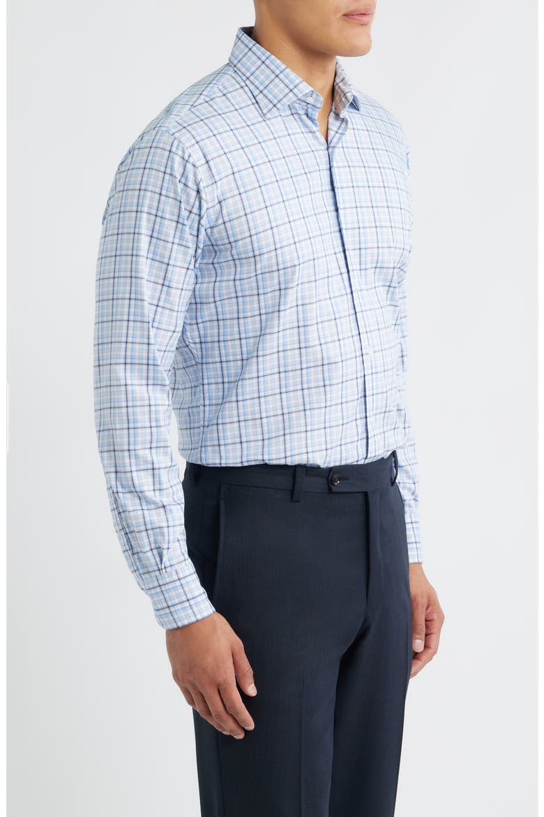 Crown Lite Shadow Check Performance Twill Button-Up Shirt, Alternate, color, COTTAGE BLUE