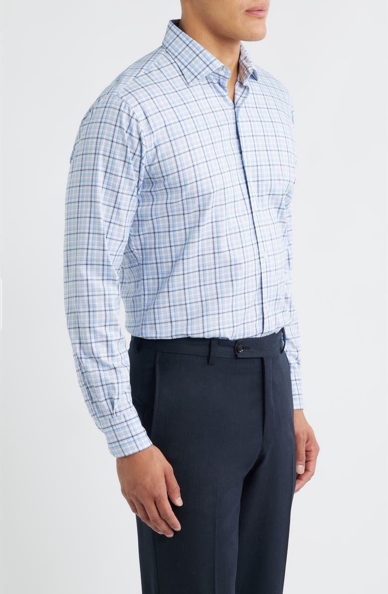 Peter Millar Crown Lite Shadow Check Performance Twill Button-Up Shirt, Alternate, color, Cottage Blue