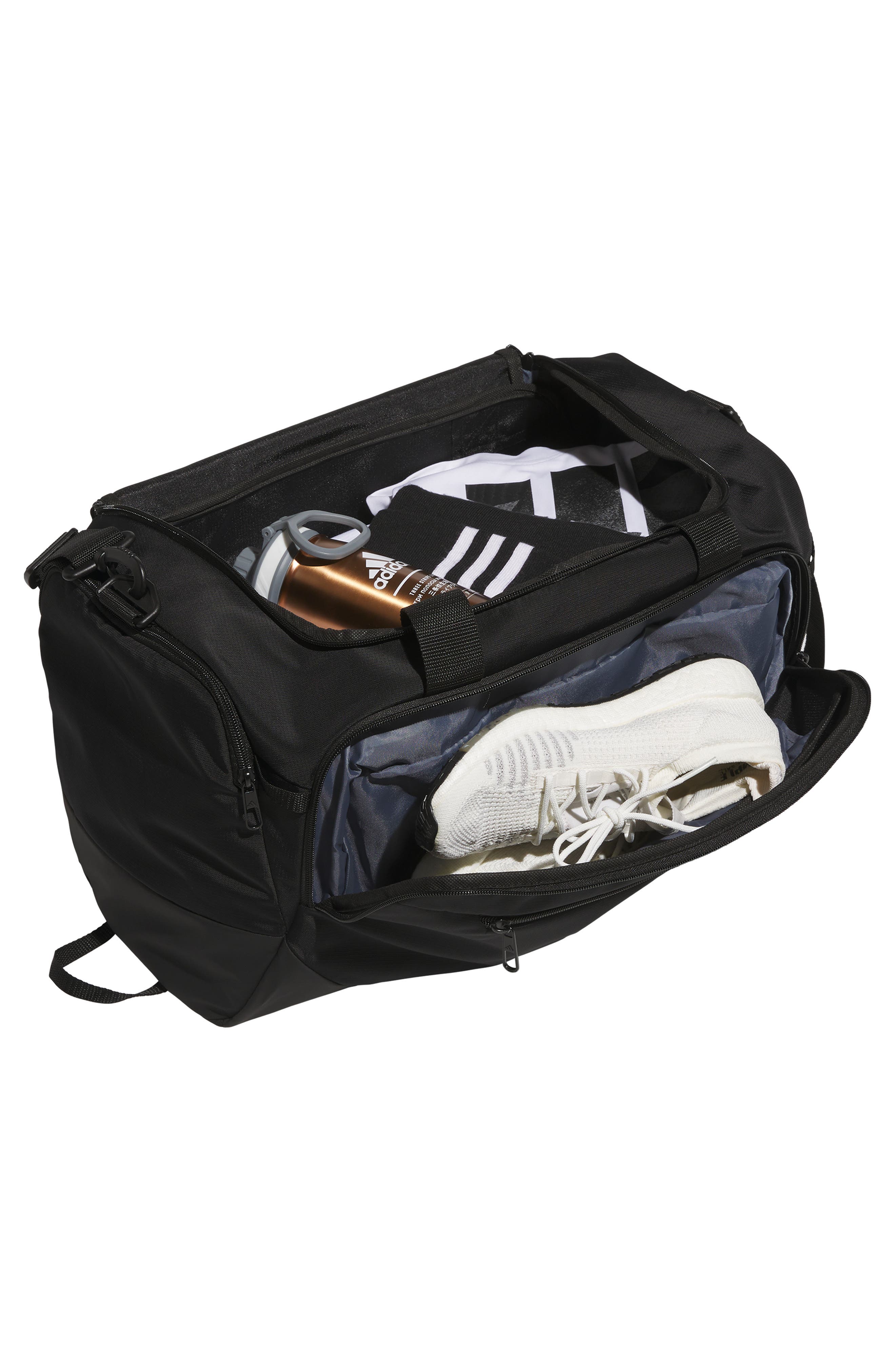 adidas Small Defender 5 Ripstop Duffle Bag, Alternate, color, Black/Silver Metallic