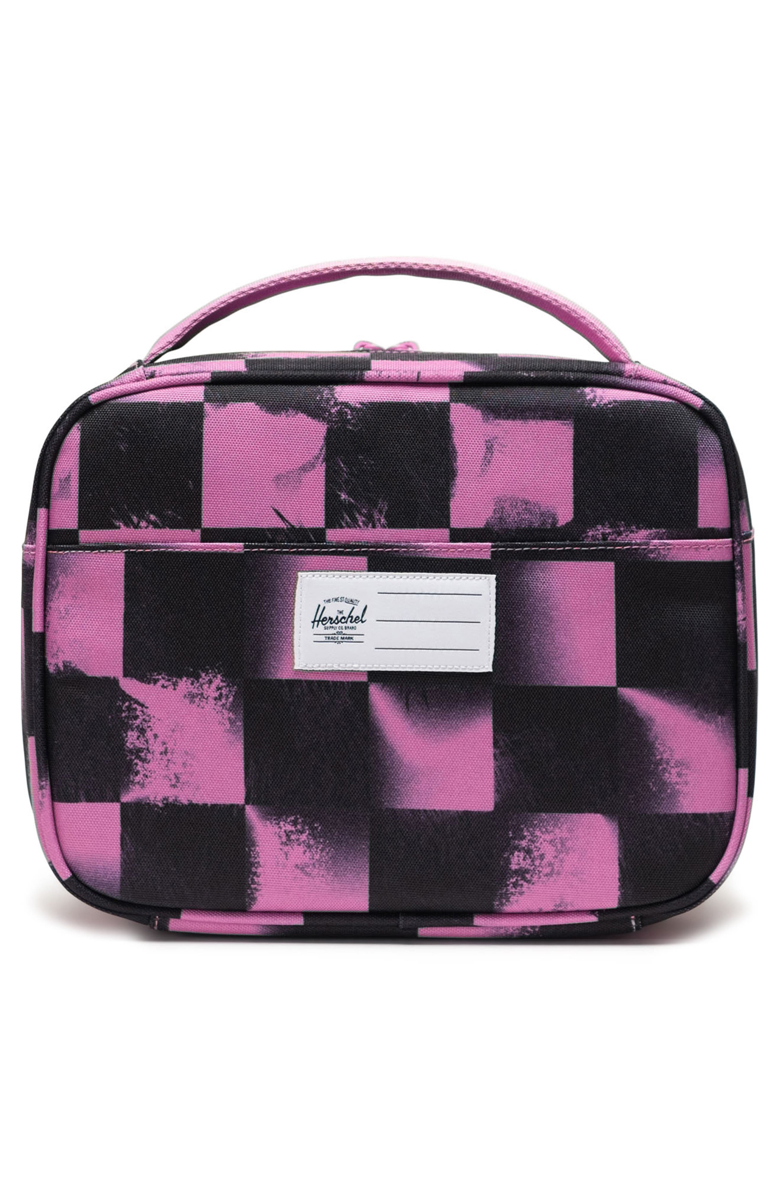 Herschel Supply Co. Kids' Pop Quiz Lunch Bag, Alternate, color, Stencil Checker Opera Mauve