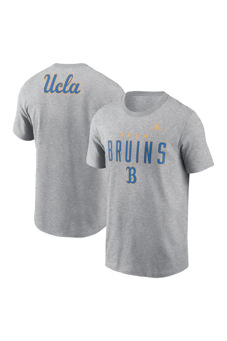 Men's Jordan Brand Heather Gray UCLA Bruins Campus 2-Hit Primary Mascot T-Shirt, Main, color, Heather Gray