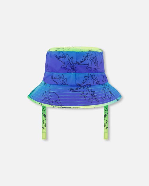 Deux Par Deux Little Boy's Printed Beach Hat Vibrant Blue And Green Dino In Vibrant Blue And Green Dino