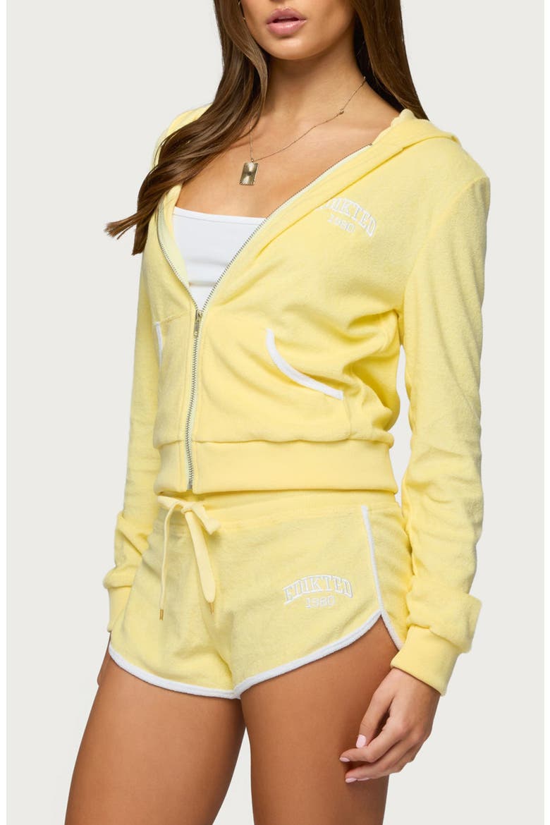 Madilyn Terry Cloth Zip-Up Hoodie, Alternate, color, YELLOW