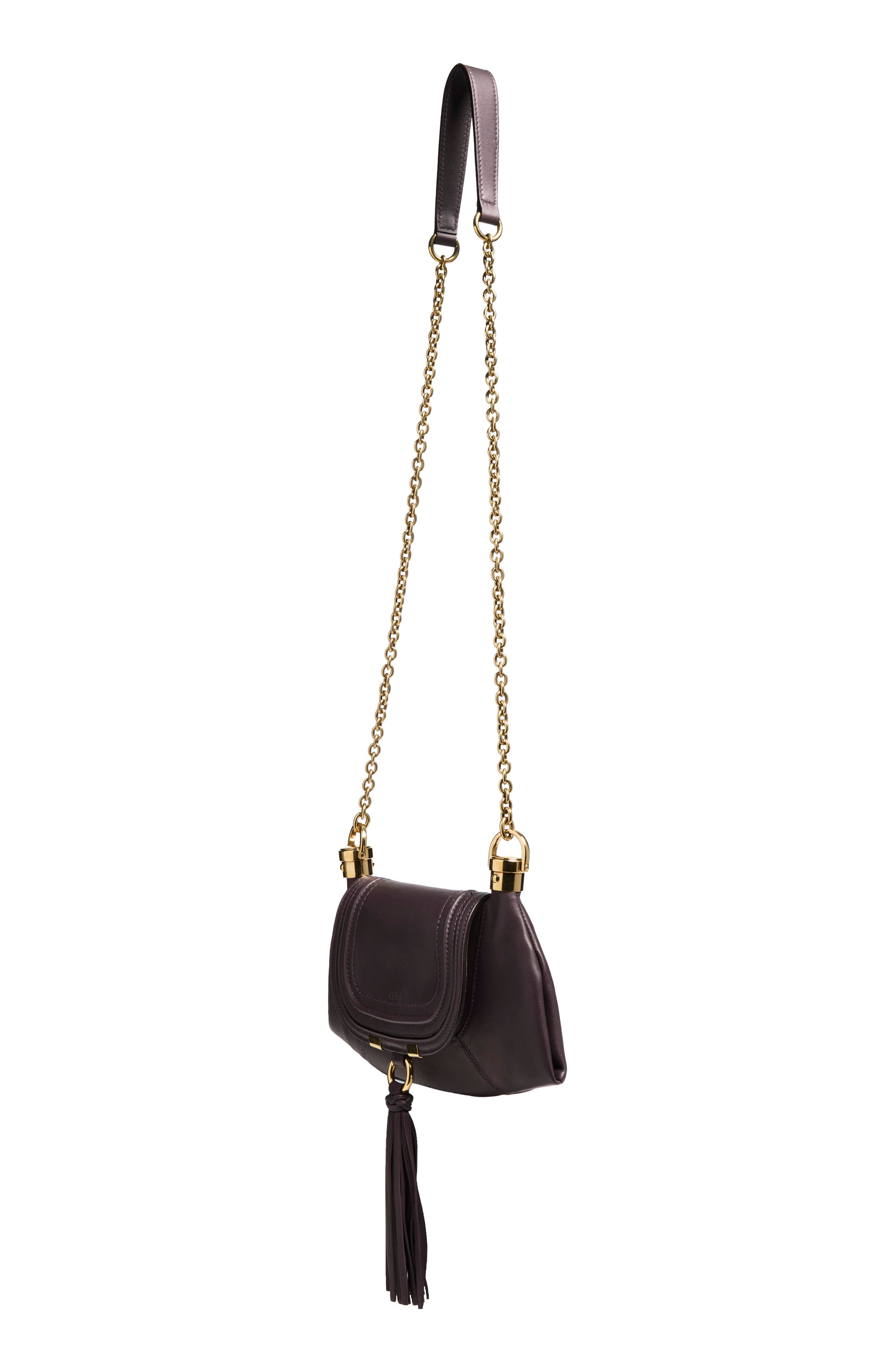 Marcie Foulard Leather Chain Crossbody Bag, Alternate, color, KOHL VIOLINE