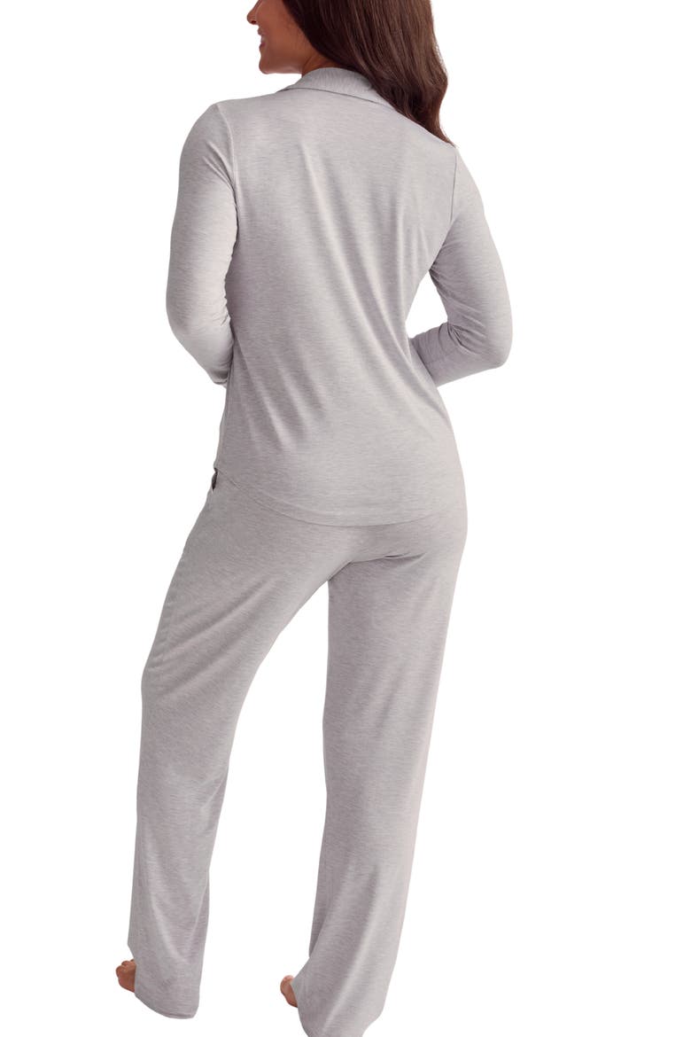 Satin Trim Jersey Pajamas, Alternate, color, HEATHER GREY/ CHANTILLY