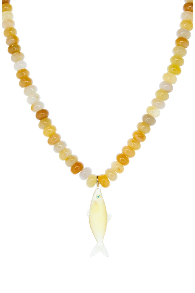 Nori Bead Fish Pendant Necklace, Main, color, HONEY JADE