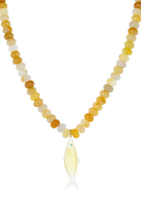 Nori Bead Fish Pendant Necklace