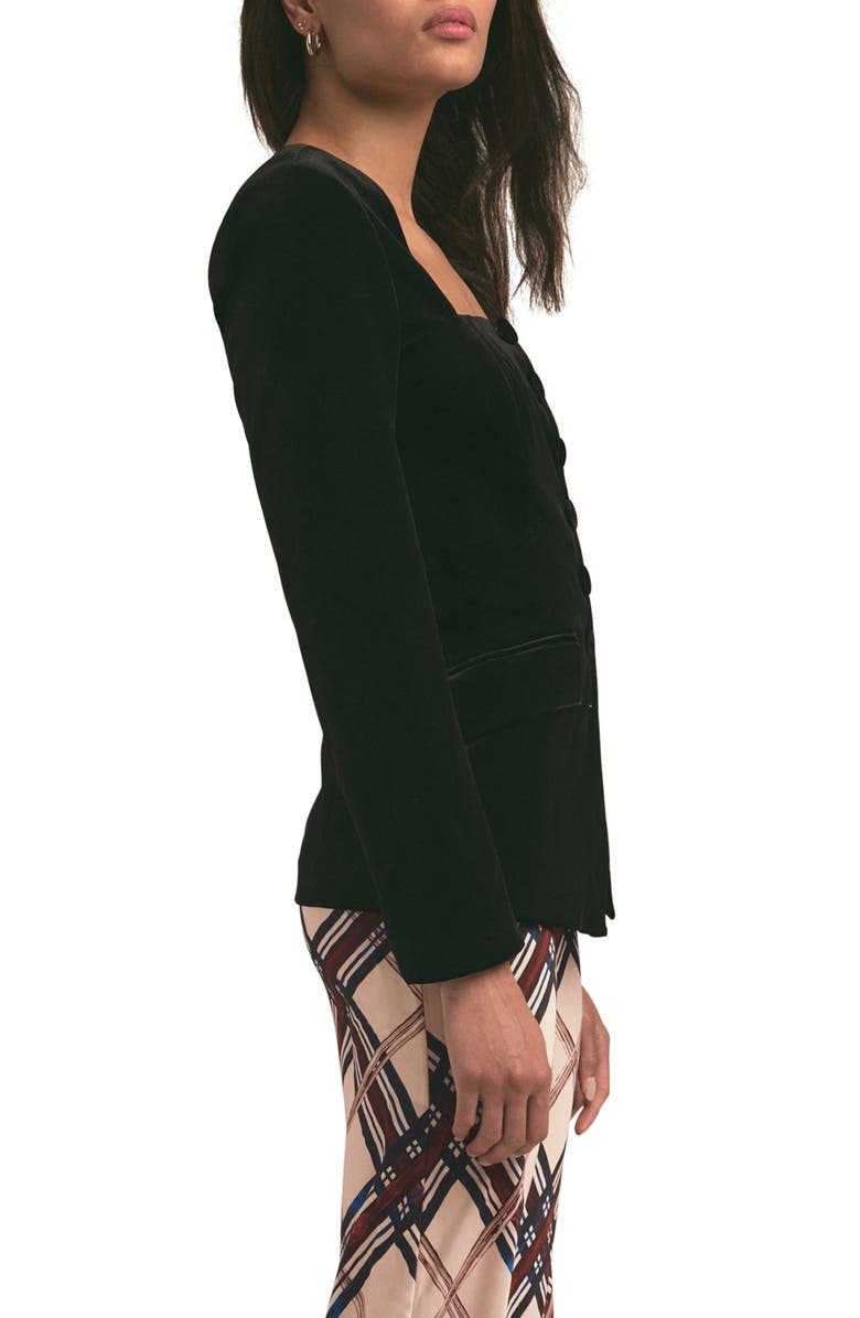 Favorite Daughter The Penelope Square Neck Velvet Jacket, Alternate, color, Black