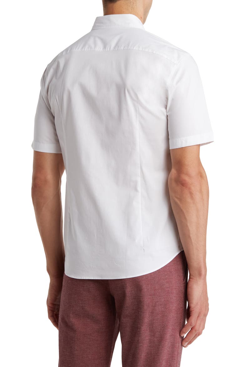 Ermino Short Sleeve Stretch Cotton Button-Up Shirt, Alternate, color, OPEN WHITE