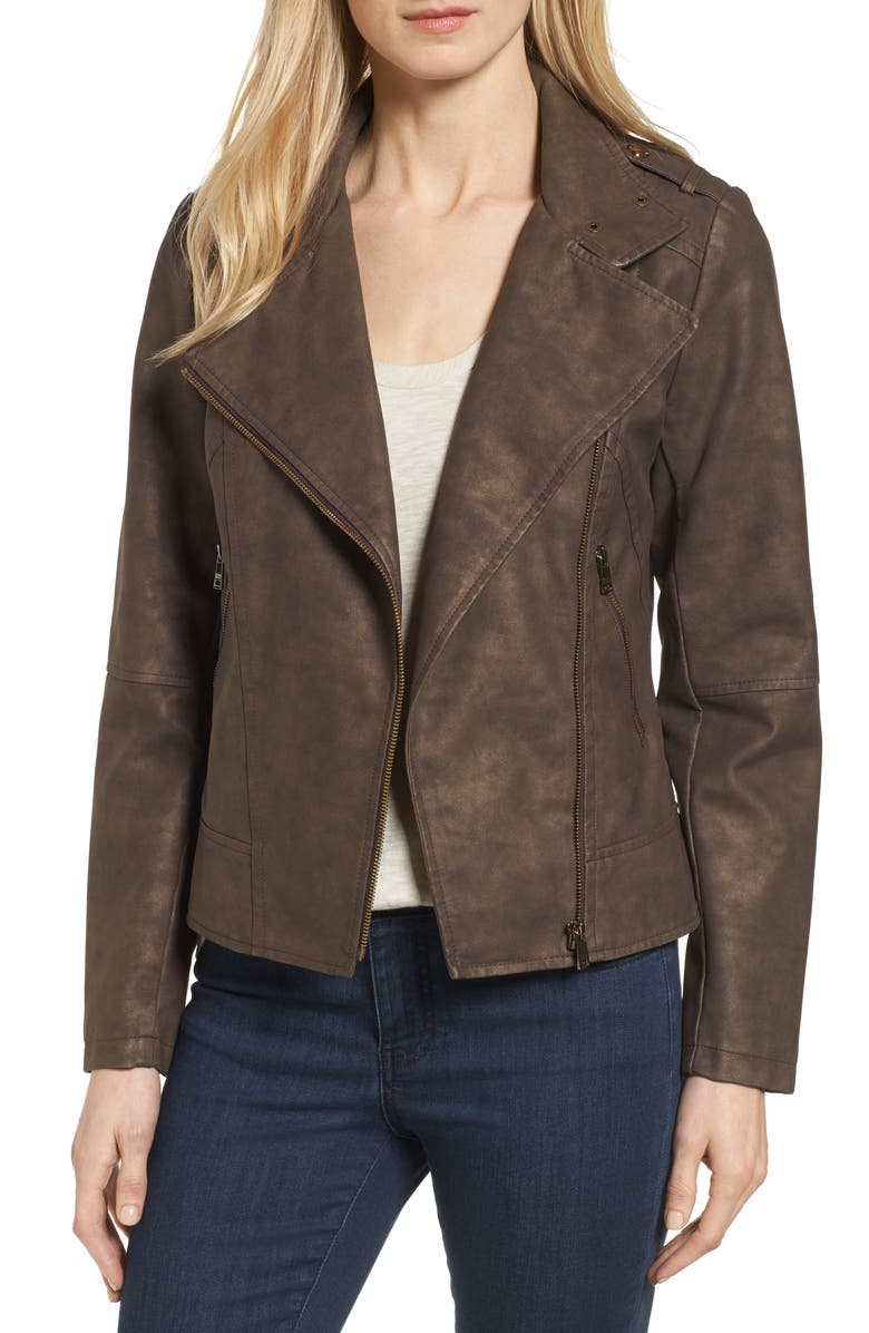 Catherine Catherine Malandrino Faux Leather Moto Jacket, Main, color, 