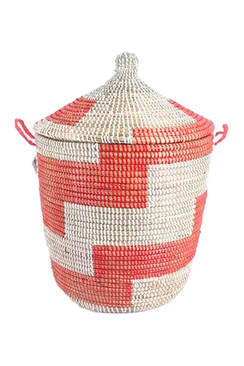 Dou Lid Storage Basket Stripe Red Medium Storage, Main, color, Red Stripe