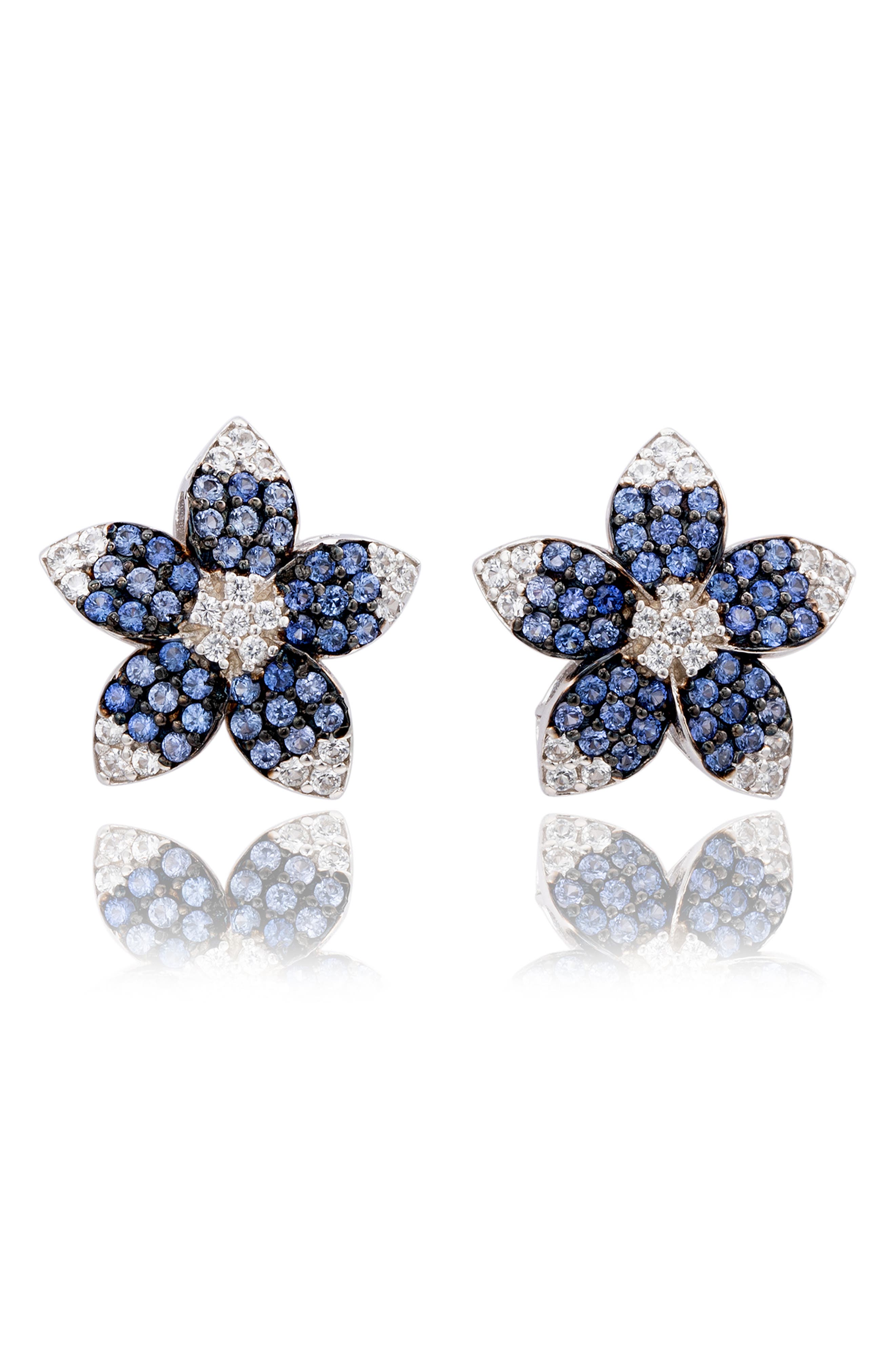 SUZY LEVIAN Sapphire Flower Stud Earrings