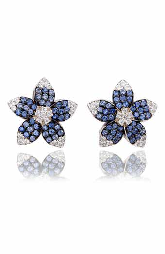 SUZY LEVIAN Sapphire Flower Stud Earrings