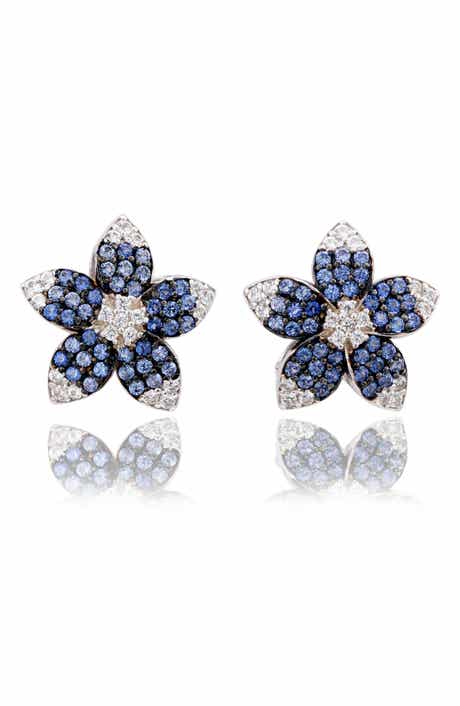 SUZY LEVIAN Sapphire Flower Stud Earrings