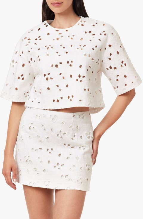 Embroidered Eyelet Crop Top