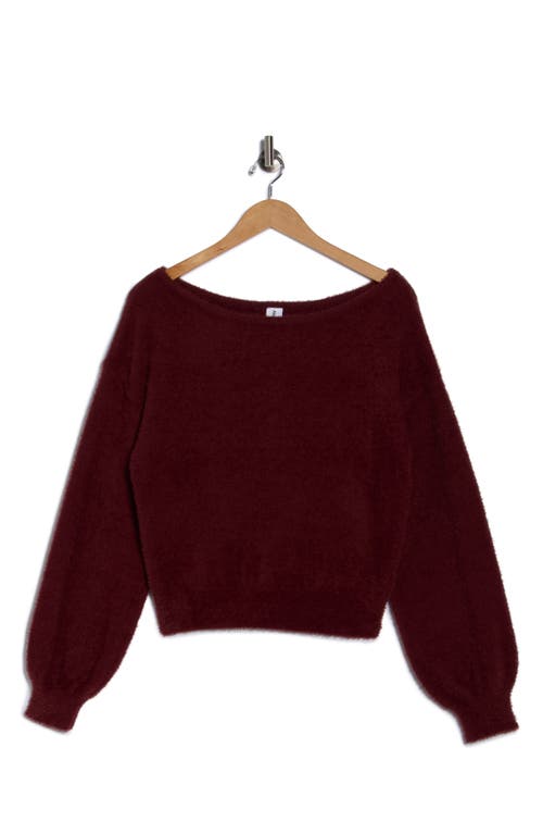 Abound Eyelash Knit Off-the-shoulder Sweater In Burgundy