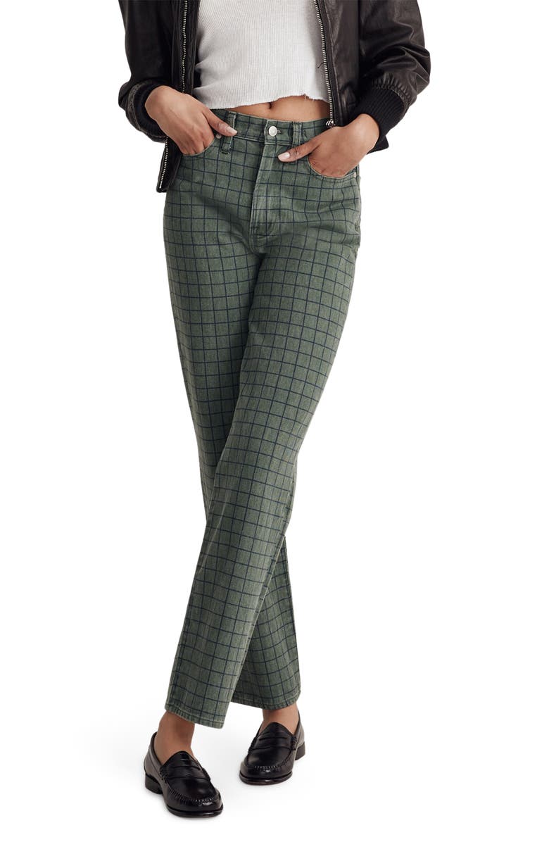 Madewell The Perfect Vintage Plaid High Waist Straight Leg Jeans, Main, color,