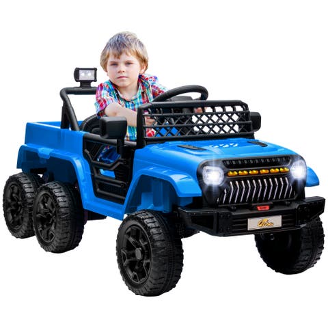 12V Ride On Car w/ Remote Control, 2WD/4WD Switchable, Back Trailer