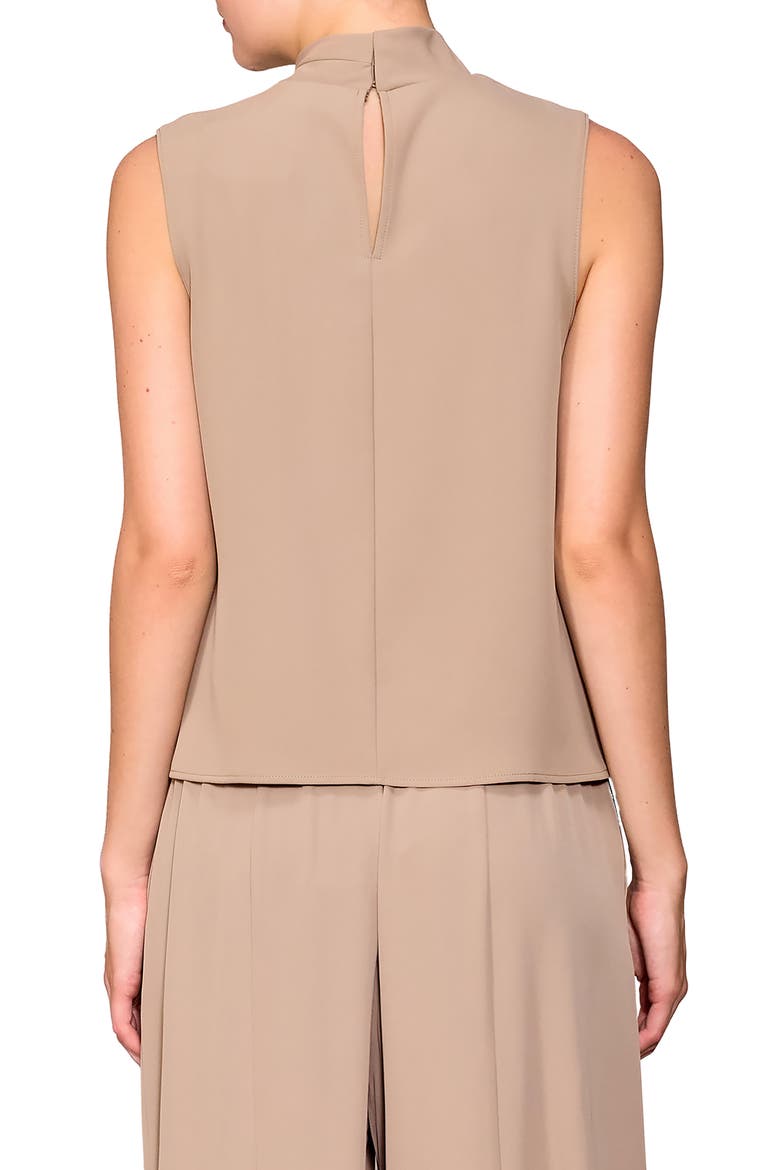 Drape Neck Sleeveless Crepe Top, Alternate, color, KHAKI