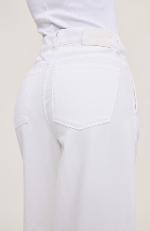 Dl1961 Isabel Pleated Mid Rise Wide Leg Cotton & Linen Jeans In White Vintage
