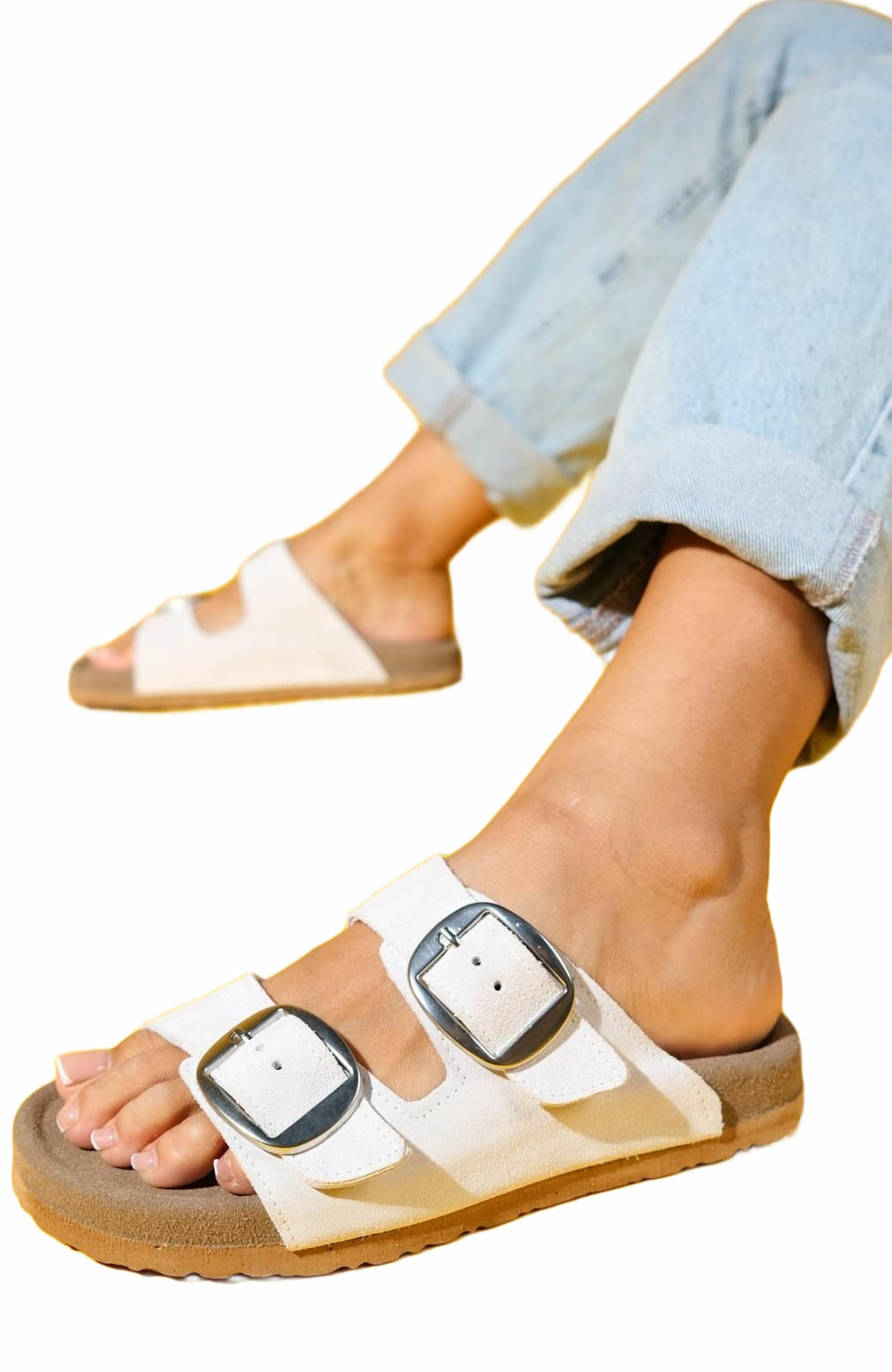Ovesta Soft Footbed Leather Slide Sandal, Alternate, color, White Leather