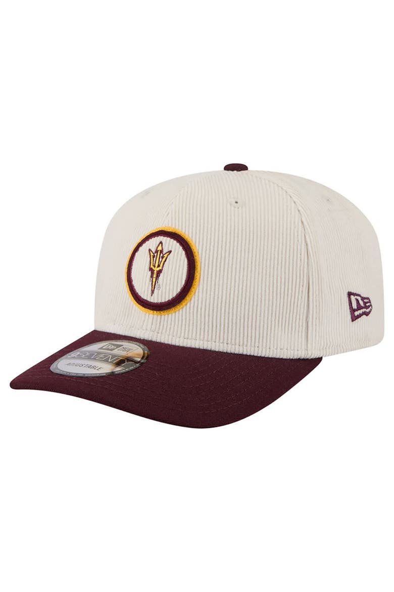 Men's New Era Cream/Maroon Arizona State Sun Devils Loyal Corduroy 9SEVENTY Adjustable Hat, Alternate, color, Cream