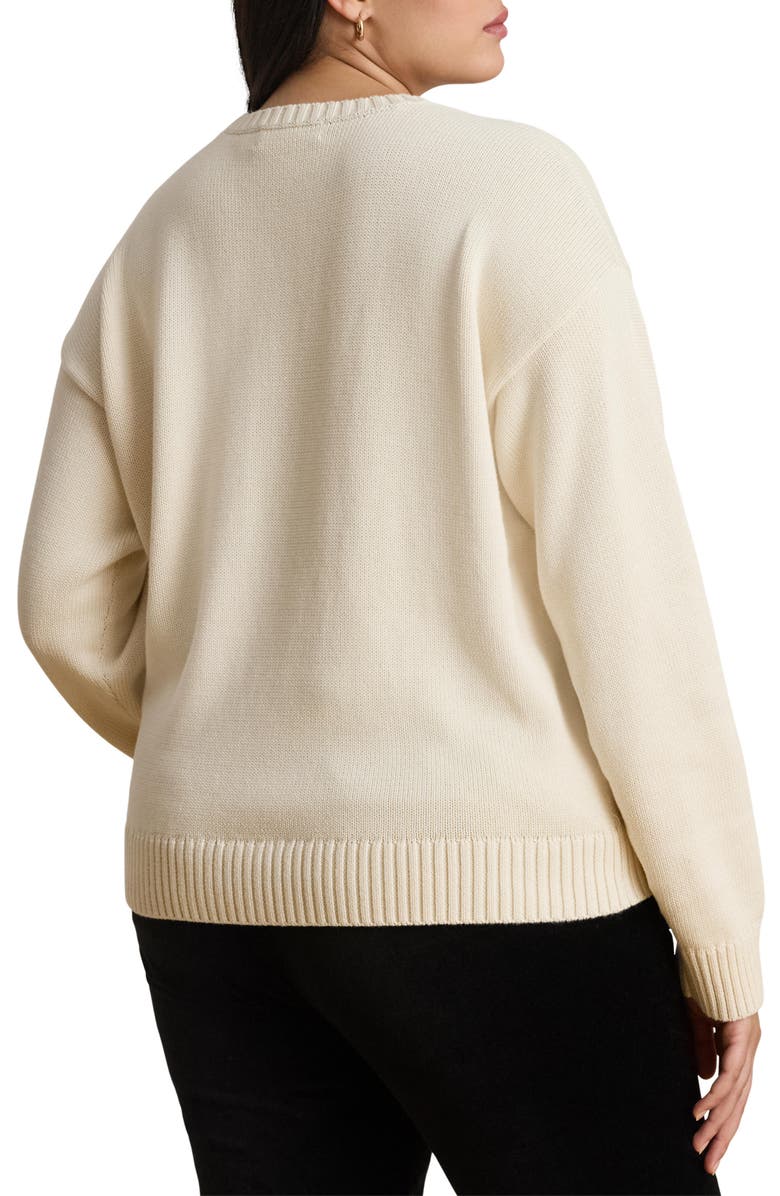 Lauren Ralph Lauren Embroidered Crewneck Sweater, Alternate, color, Mascarpone Cream