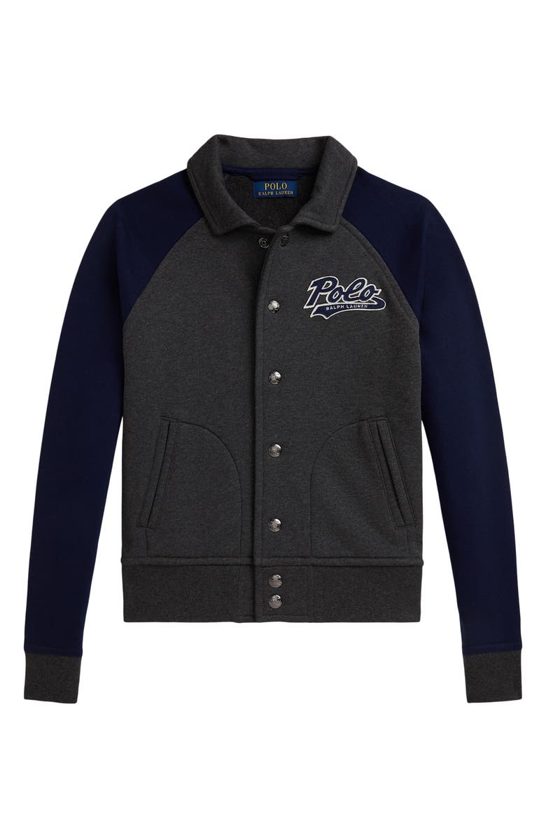 Polo Ralph Lauren Kids' Raglan Sleeve Bomber Jacket, Main, color, Windsor Heather/ Refined Navy