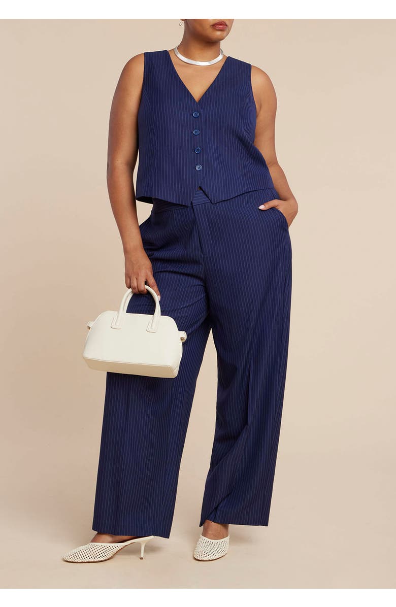 ELOQUII Pinstripe Suit Vest, Alternate, color, Navy Pinstripe