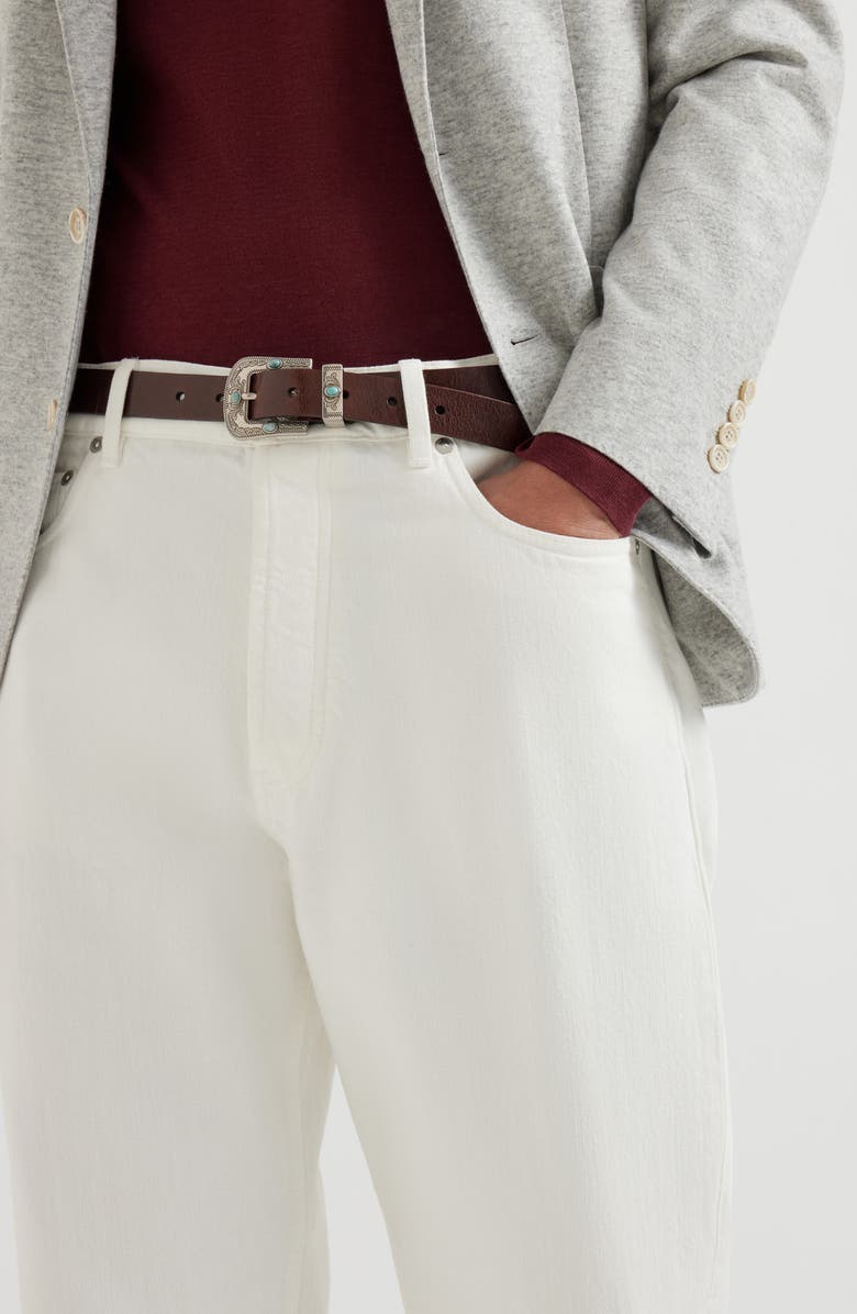 Brunello Cucinelli Iconic fit five-pocket trousers, Alternate, color, Snow