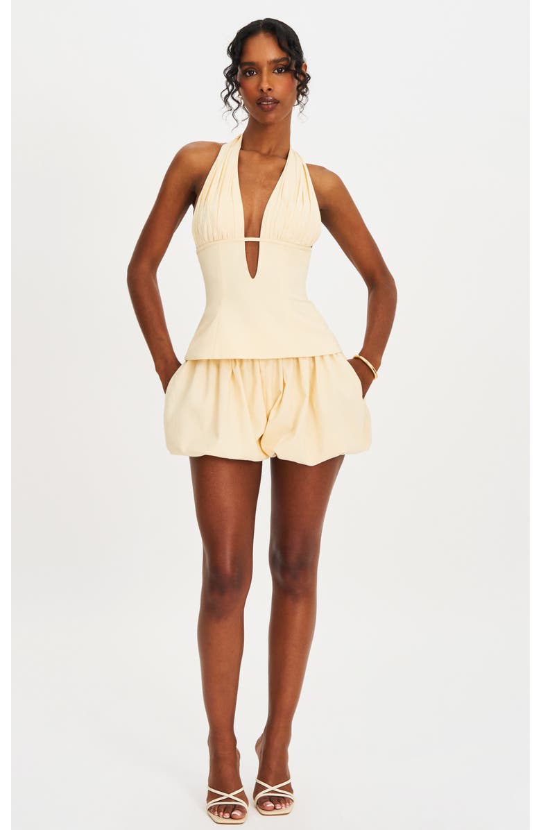 Miss Circle Quinzelle Linen Bubble Shorts, Alternate, color, Light Yellow