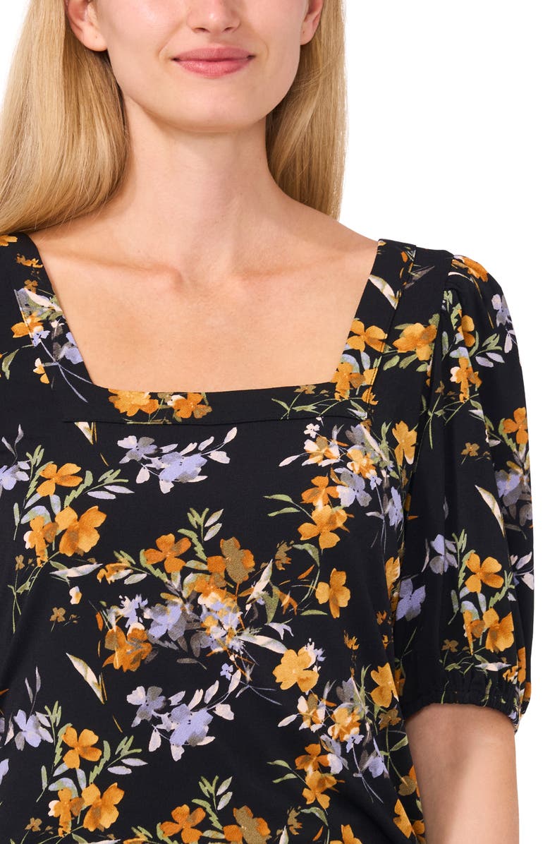 CeCe Floral Print Puff Sleeve Top, Alternate, color, 