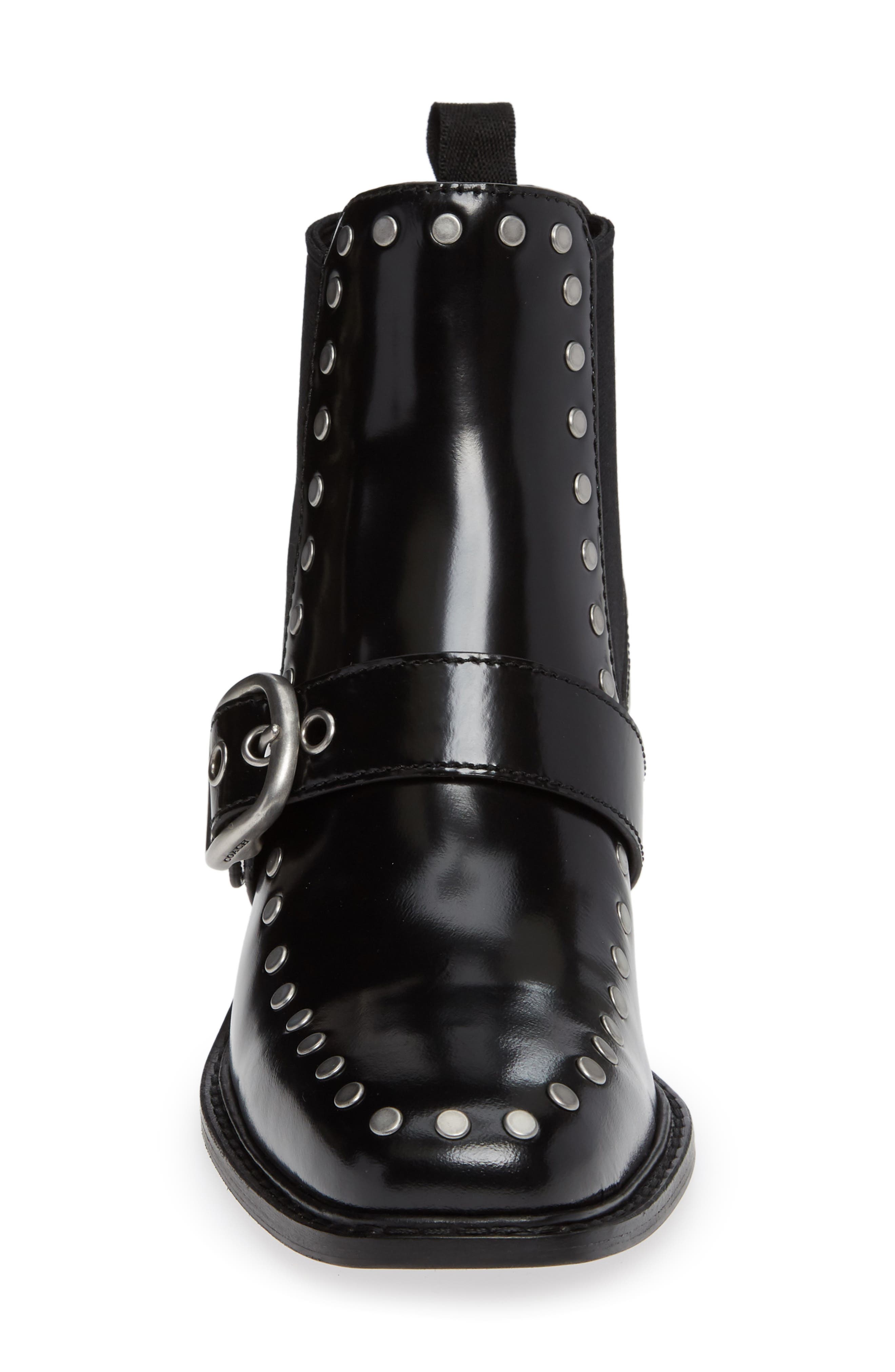 Nora Studded Chelsea Boot, Alternate, color, BLACK LEATHER
