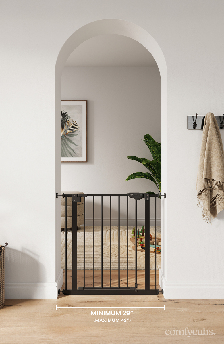 Comfy Cubs Baby Safety Gate with 3 Extensions, Alternate, color, Black