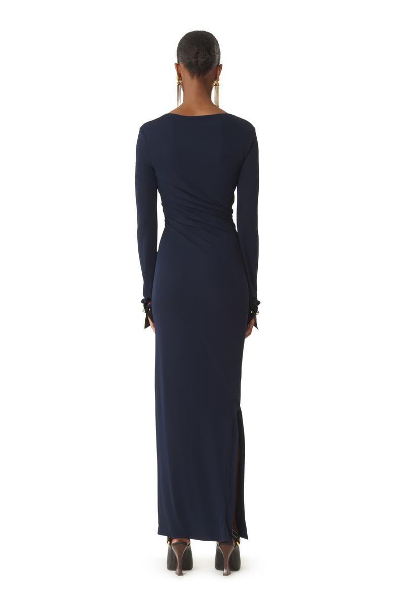 Lanvin Draped Dress In Crepe Jersey, Alternate, color, Navy Blue