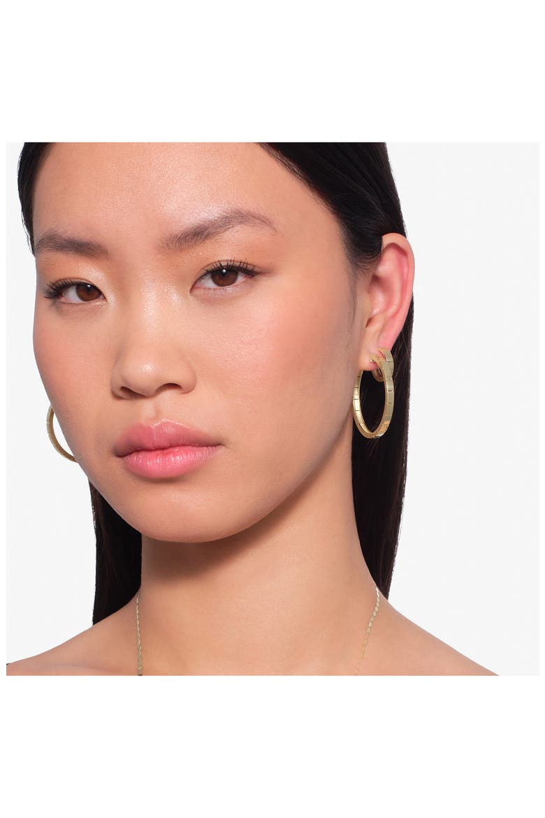 14K Gold Thin Flash Tile Hoop Earrings, Alternate, color, YELLOW