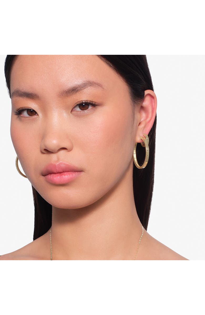 LANA 14K Gold Thin Flash Tile Hoop Earrings, Alternate, color, Yellow