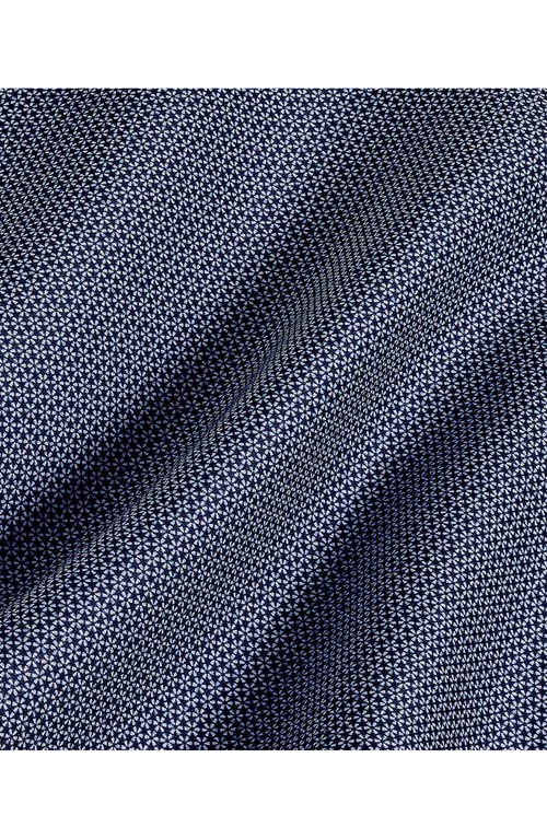 David Donahue Microprint Short Sleeve Cotton Button-up Shirt In Navy