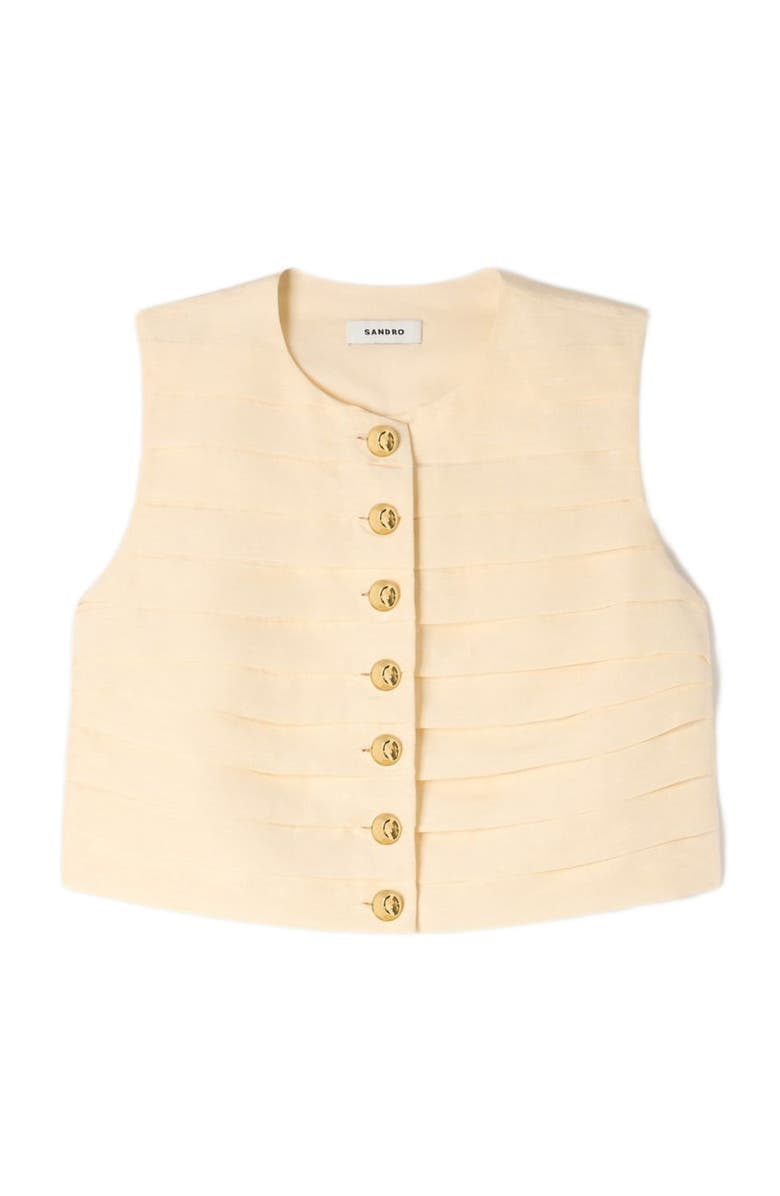 SANDRO Pleated crop top, Alternate, color, Vanilla