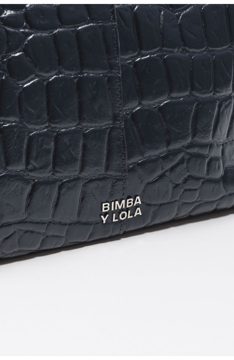 Bimba y Lola Mock Croc Large Leather Shopper Bag, Alternate, color, Petrol Blue