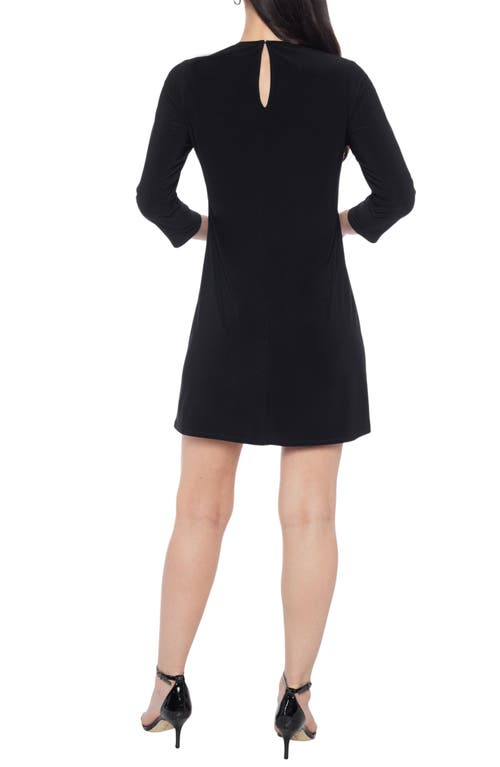 Marina Three-quarter Sleeve Scuba Minidress In Black