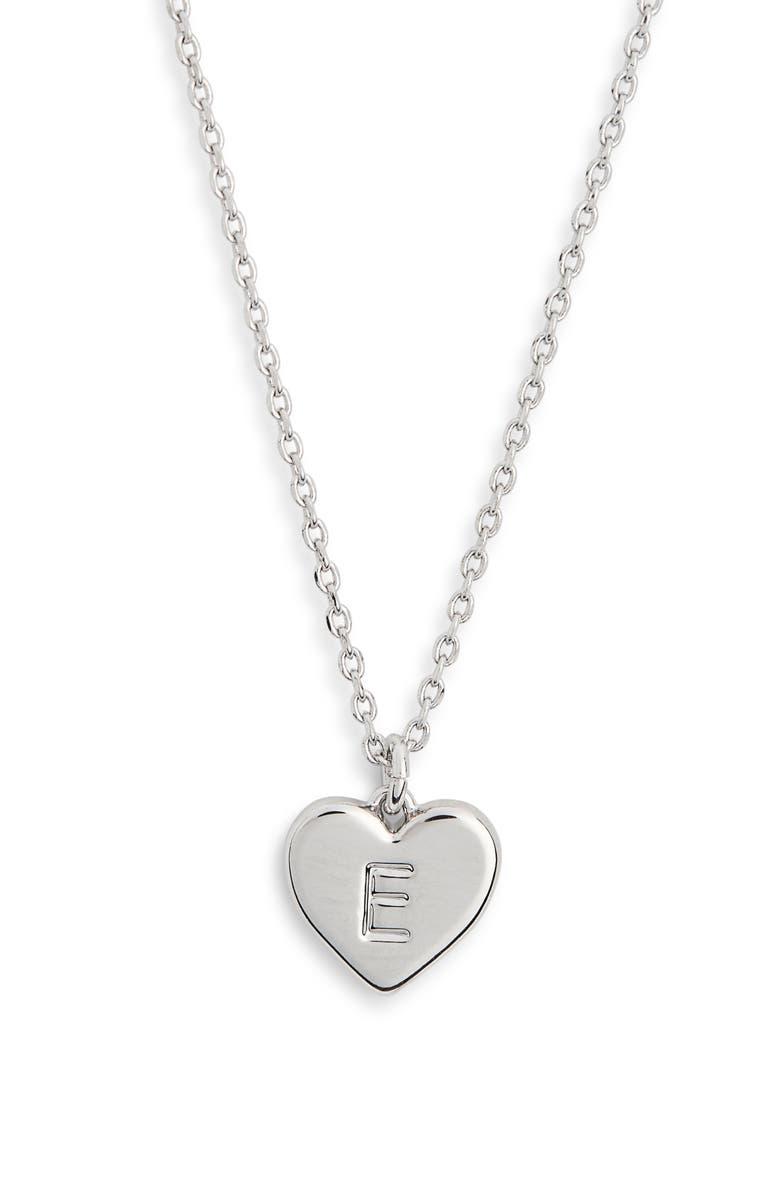 Kate Spade New York initial here pendant necklace, Main, color, Silver - E