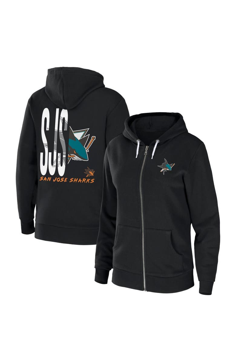 WEAR by Erin Andrews Women's WEAR by Erin Andrews Black San Jose Sharks Sponge Fleece Full-Zip Hoodie, Main, color, Black
