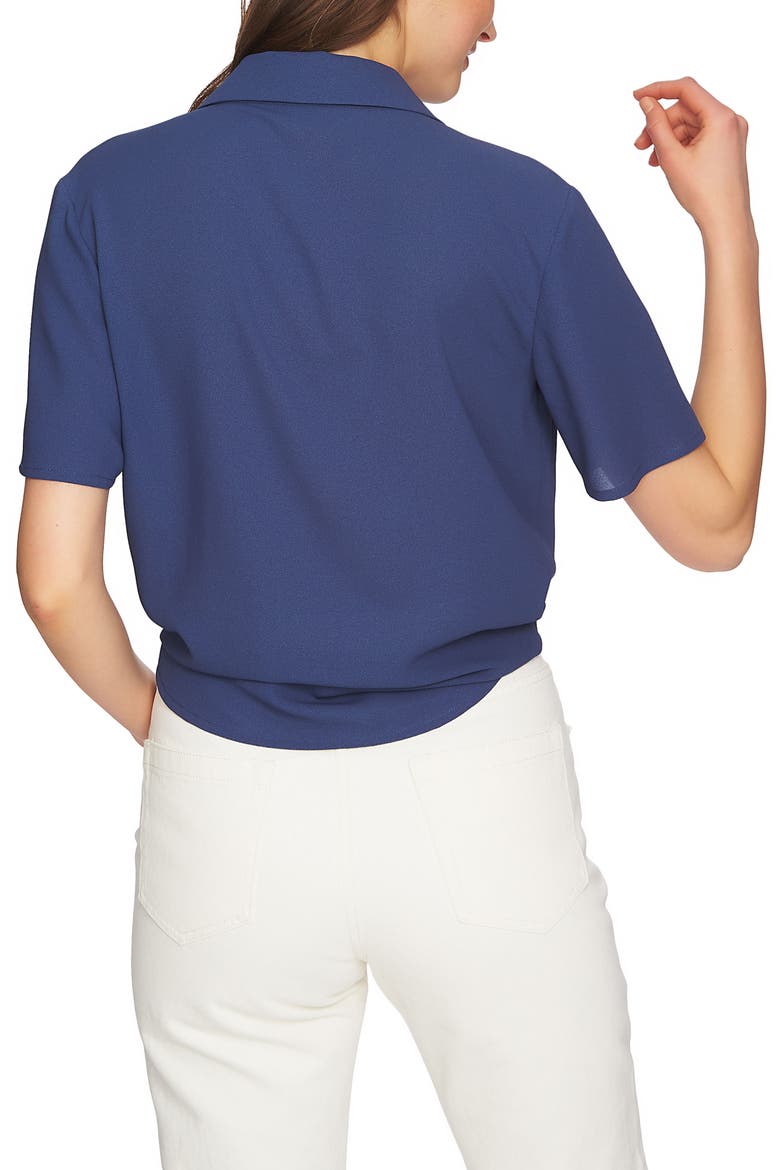 Tie Front Button Down Blouse, Alternate, color, MOON SHADE