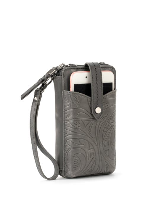 The Sak Silverlake N/s Smartphone Crossbody In Slate Leaf Emboss