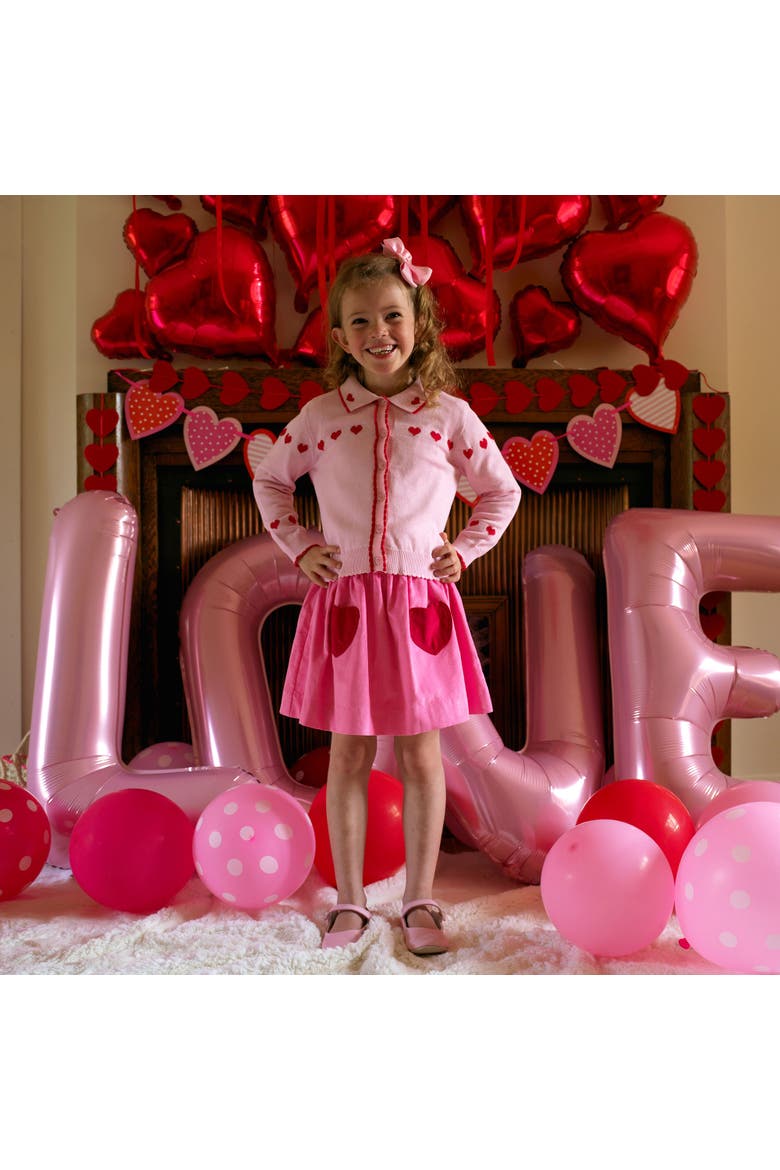 Heart Intarsia Cardigan, Alternate, color, Pink