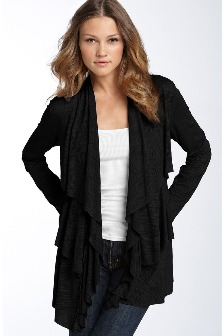 Flyaway Tiered Cardigan, Main, color, BLACK